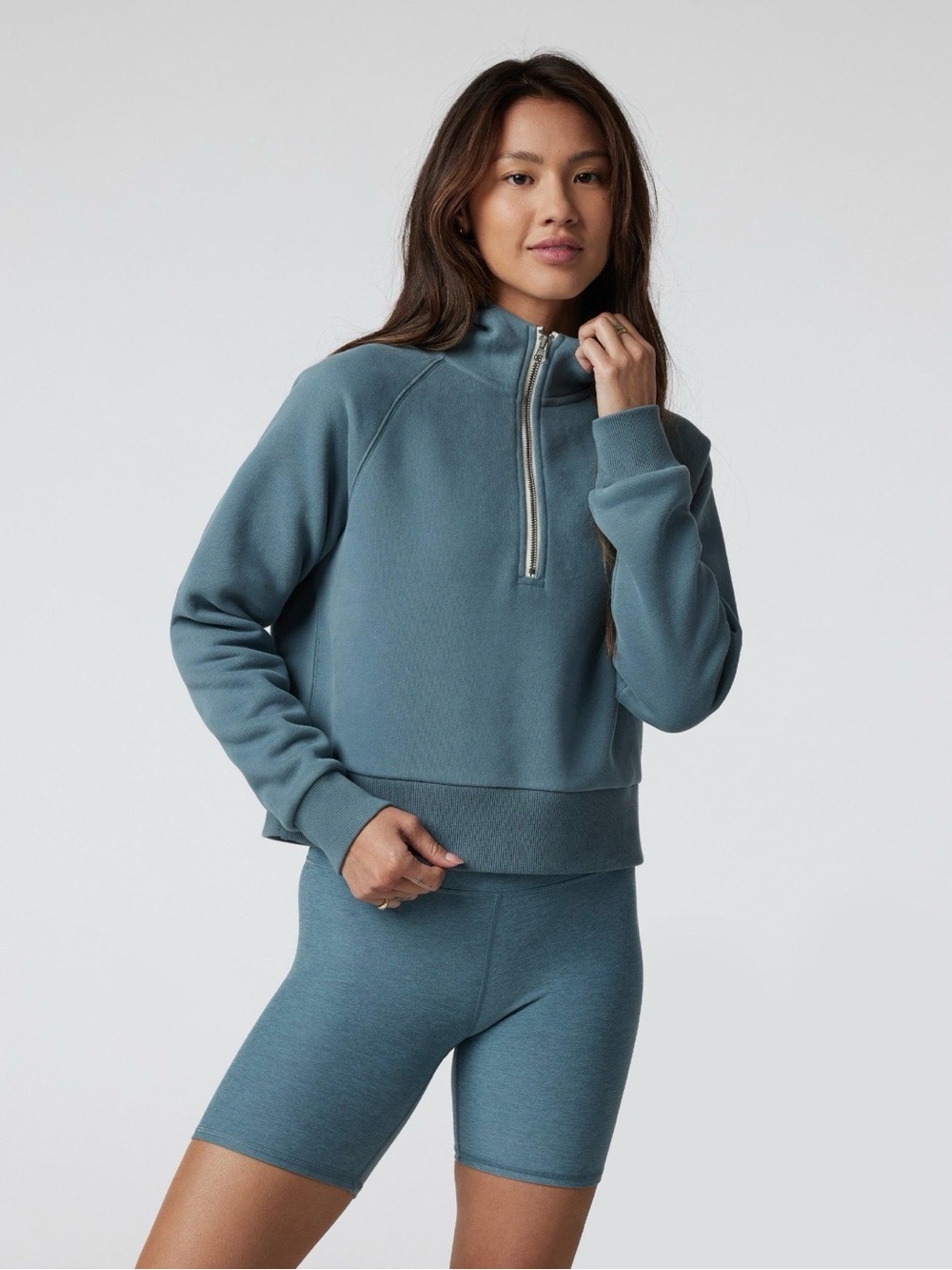 Vuori Restore Half Zip Hoodie Smoke Blue XS